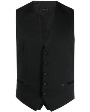 Tagliatore Button-Down Cotton Waistcoat - Black