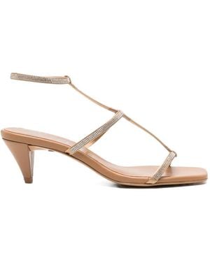 Pedro Garcia Embellished-Strap Sandals - Natural