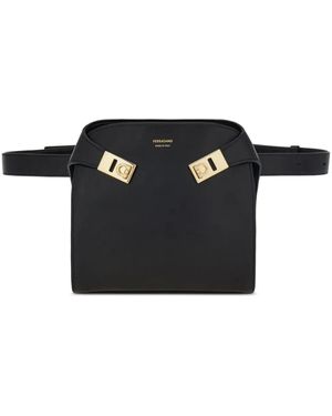 Ferragamo Riñonera Hug Pequeña Con Hebilla - Negro