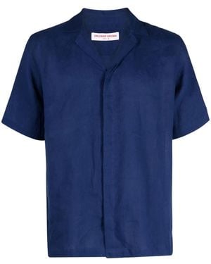 Orlebar Brown Maitan Notched-Collar Linen Shirt - Blue