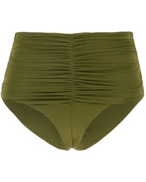 MAISON ANANA Ruched High-Waisted Bikini Bottoms - Green