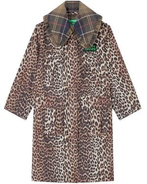 Ganni X Barbour Ruffled-detail Coat - Brown