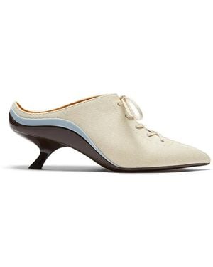 LILI CURIA Mules Victoria Con Cordones - Blanco