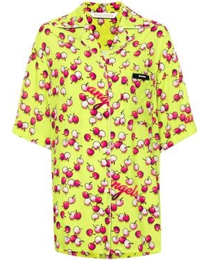 Palm Angels Cherries-Patterned Short-Sleeved Shirt - Yellow
