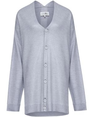 MM6 by Maison Martin Margiela Cardigan Con Scollo A V - Blu