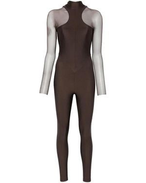 Mazzei Sheer-Panel High-Neck Jumpsuit - Brown