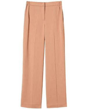 Twinset Straight Twill Pants With Pockets - White