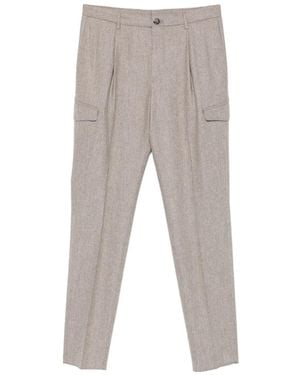 Tagliatore Plooibroek Met Cargozakken - Grijs