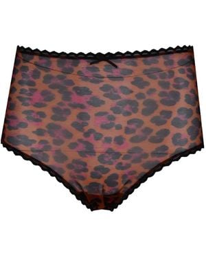 Laura Urbinati Leopard-Print Lace-Trim Briefs - Brown