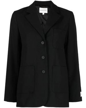 Maison Kitsuné Logo-Tag Textured Single-Breasted Blazer - Black