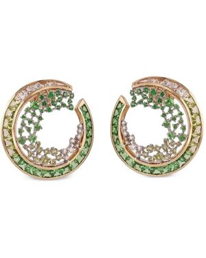 ANANYA 18Kt Scatter Gelbgoldcreolen Mit Tsavorit Und Diamanten - Mettallic
