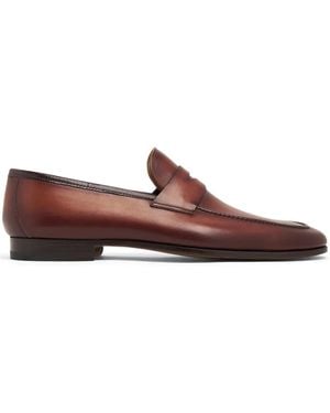 Magnanni Leather Slip-On Penny Loafers - Brown
