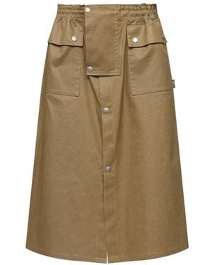 MM6 by Maison Margiela Drawstring Coated Cotton Midi Skirt - Natural
