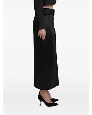 Contessa Mills Morgaine Belted Side-Slit Skirt - Black