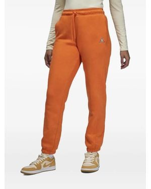 Nike Logo-Embroidered Fleece Trousers - Orange