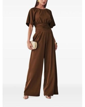 Willa Gathered Wide-Leg Jumpsuit - Brown