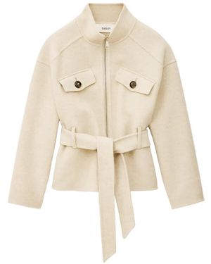 Ba&sh Veste Ceinturée Lerica À Fermeture Zippée - Natural