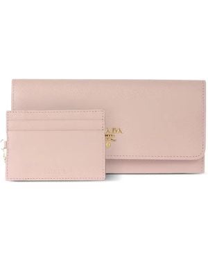 Prada Logo-Lettering Wallet - Pink