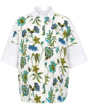 Fay Floral-Print Short-Sleeve Shirt - Blue