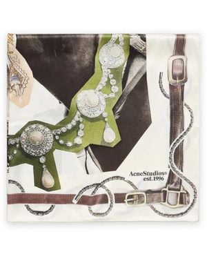 Acne Studios Foulard Con Stampa - Grigio