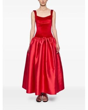 Atu Body Couture Velvet-Panel Maxi Gown - Red