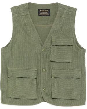 Maharishi Textured Multi-Pocket Gilets - Green
