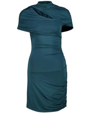 Balmain Draped Cut-Out Mini Dress - Blue