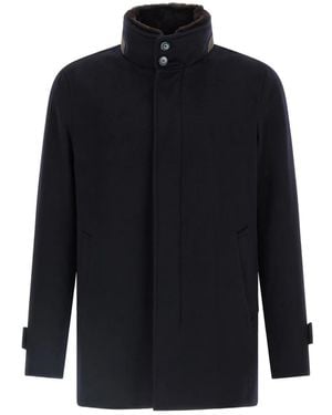 Herno ハイネック カシミアコート - ブルー