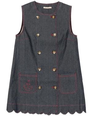 Stella Nova Vestido Corto Con Dobladillo Festoneado - Gris