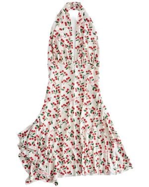 Guess Cherry-Print Handkerchief-Hem Mini Dress - White