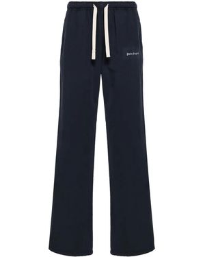 Palm Angels Pantalones rectos de talle medio - Azul