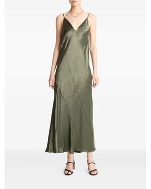 Vince Paneled Bias Slip Midi Dress - Green