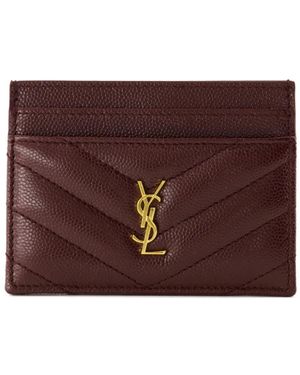Saint Laurent Cassandre Quilted Cardholder - Purple