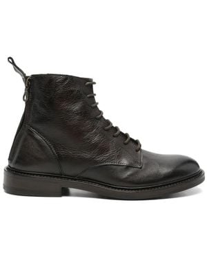 F.LLI RENNELLA Lace-Up Leather Ankle Boots - Black