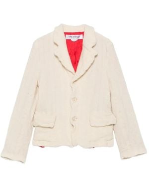 Comme des Garçons Metallic-Thread Ruffled Jacket - White