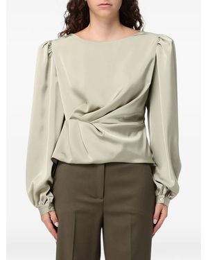 Hanita Twist-Detail Puff-Sleeve Top - Natural