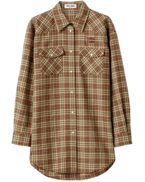 Miu Miu Plaid Shirt - Natural