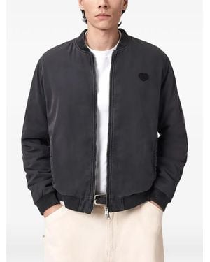 AllSaints Heart-Patch Cotton Bomber Jacket - Black