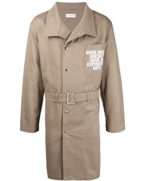 Honey Fucking Dijon Graphic-Print Trench Coat - Natural