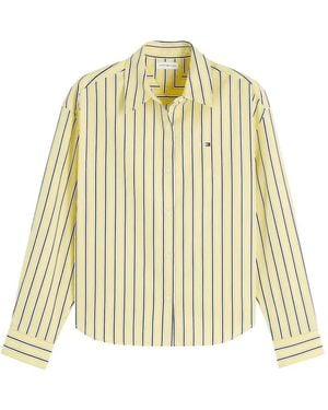 Tommy Hilfiger Striped Logo-Embroidered Shirt - Metallic