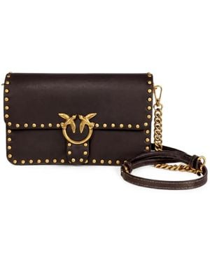 Pinko Love One Stud-Embellished Crossbody Bag - White
