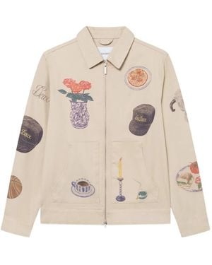 Les Deux Robert Graphic-Print Shirt Jacket - Natural