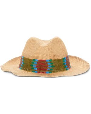 Exquisite J Sombrero con motivo de rafia - Neutro