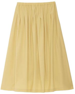 Ottod'Ame Jupe Mi-Longue En Coton À Plis - Yellow