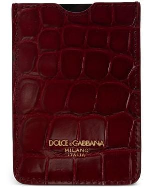 Dolce & Gabbana Croc-Effect Leather Card Holder - Purple