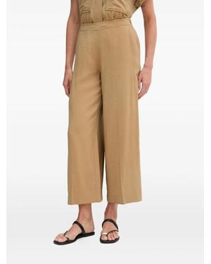 Lola Casademunt Logo-Plaque Wide-Leg Trousers - Natural