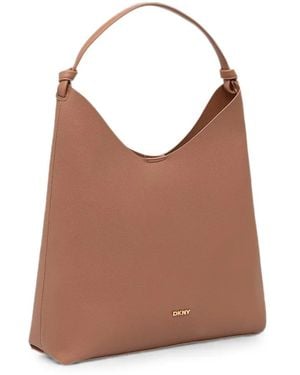 DKNY Hobo Paula Pebbled Tote Bag - Brown
