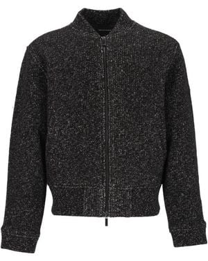 Emporio Armani Signature Capsule Marl-Knit Zip-Up Jacket - Black