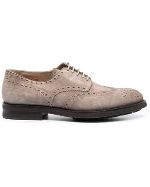 Santoni Emil Perforated-Detail Leather Brogues - Brown