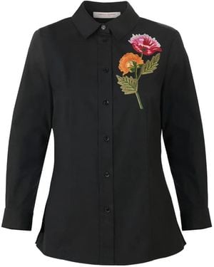 Carolina Herrera Floral-Embroidered Icon Shirt - Black